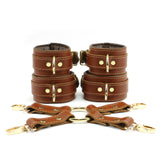 Finn Luxury Leather Wrist Ankle Cuffs Restraints Connector Hogtie