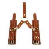 Finn Luxury Wrist Restraints with a Leather Handle Hogtie