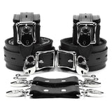 Berlin Locking Faux Fur Lined Leather BDSM Cuffs Black
