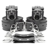 Berlin Locking Faux Fur Lined Leather BDSM Cuffs Gray