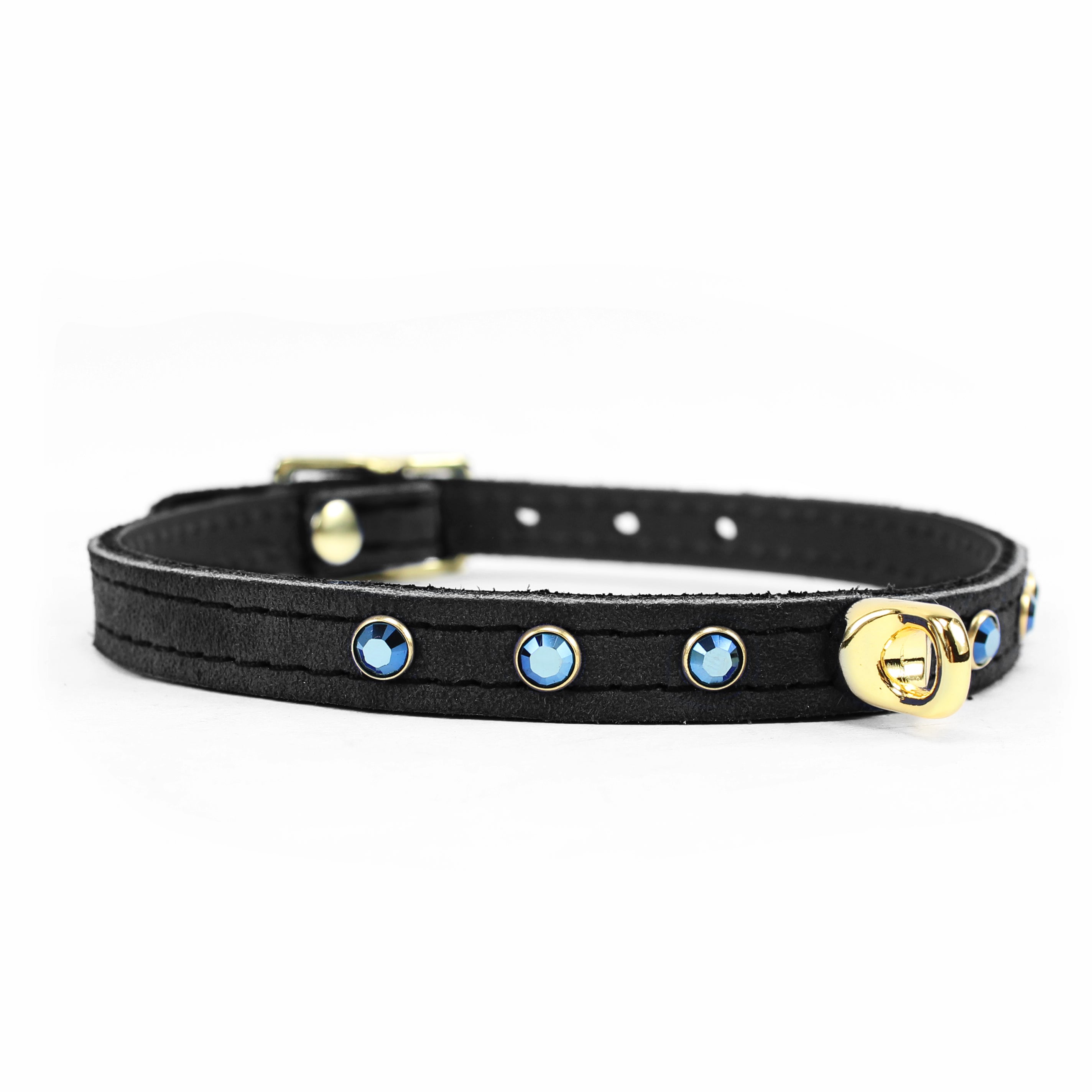 Luxury Suede DDLG BDSM Day Collar Black Gold