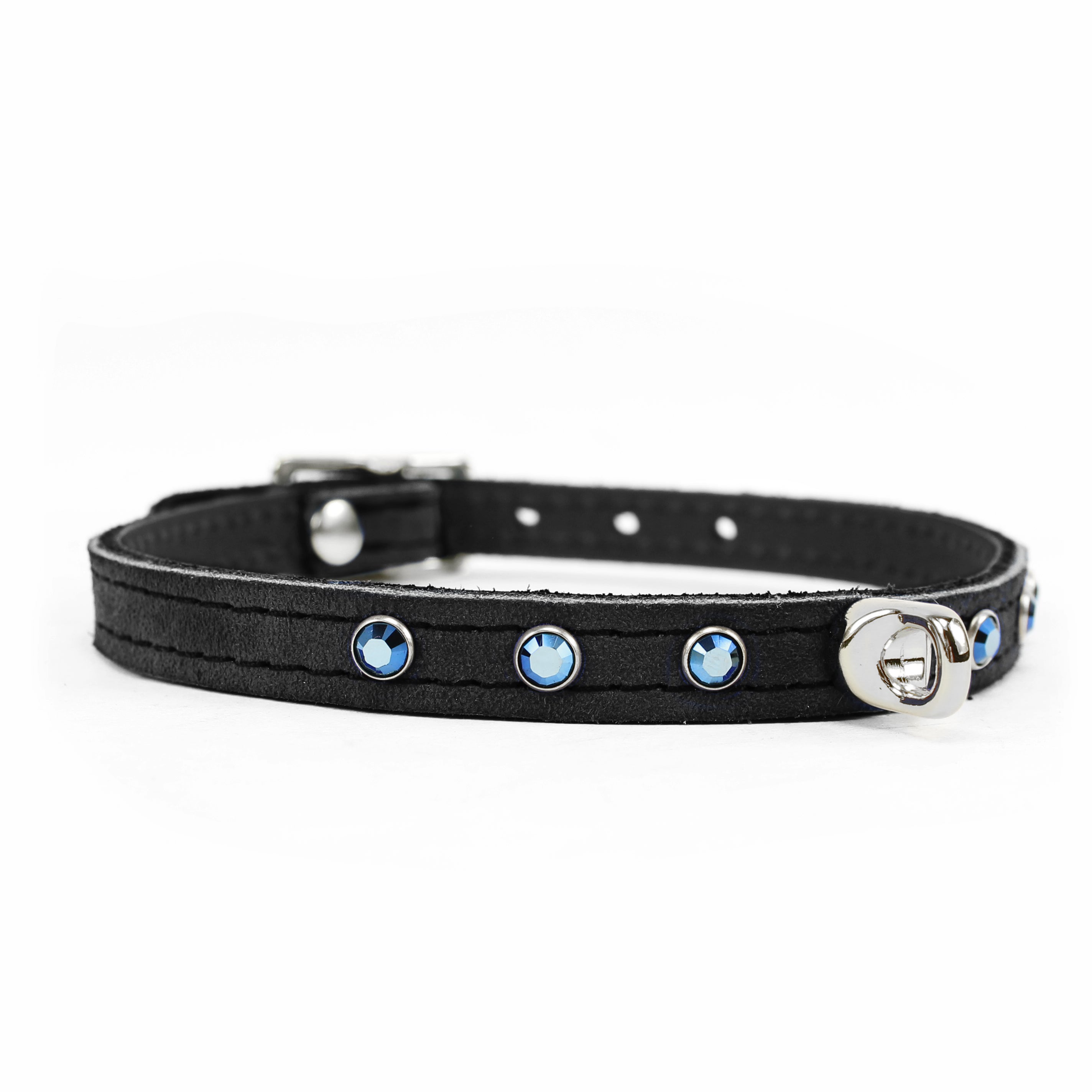 Black Silver Luxury Suede BDSM Day collar