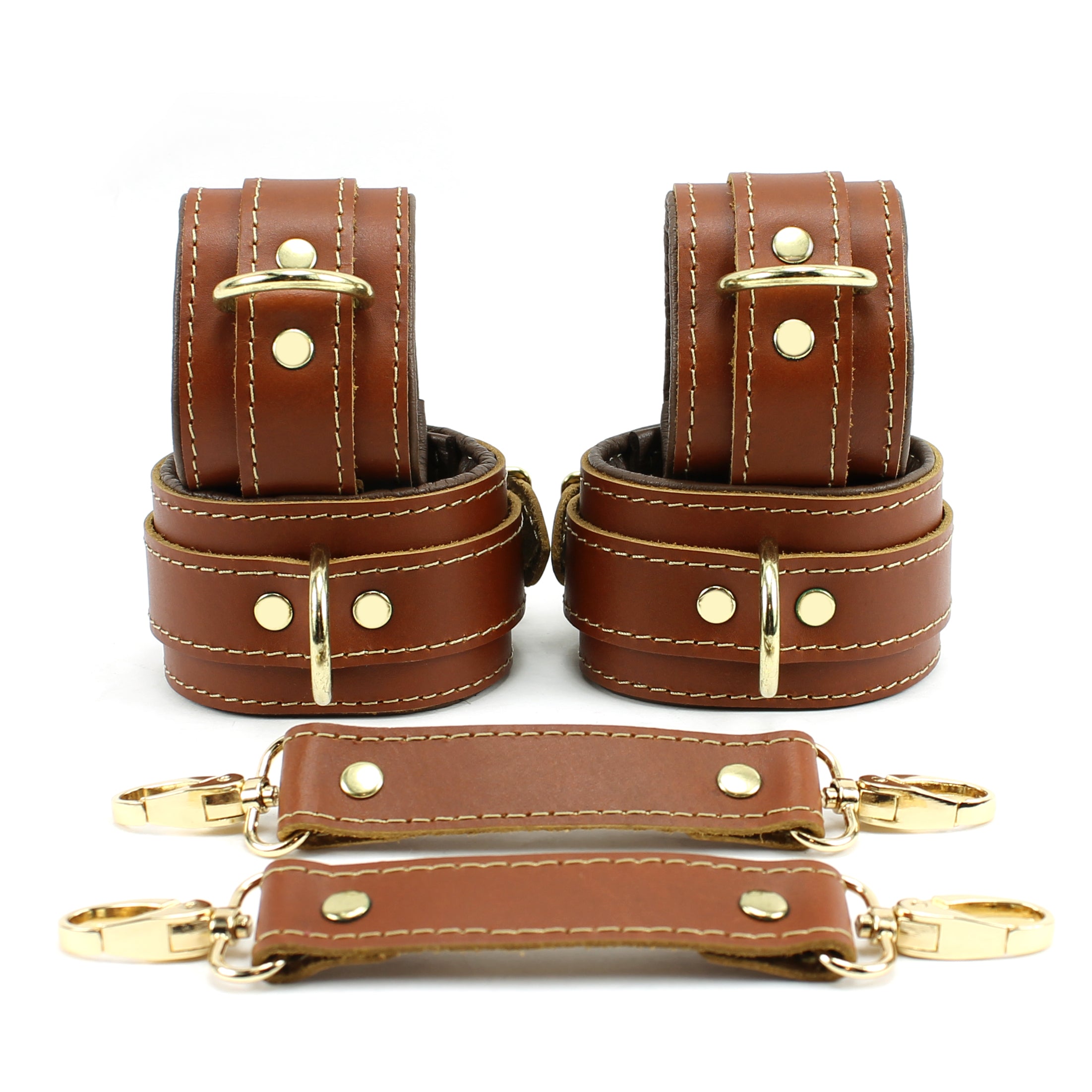 Fox Luxury Brown Leather Matching Cuff Set