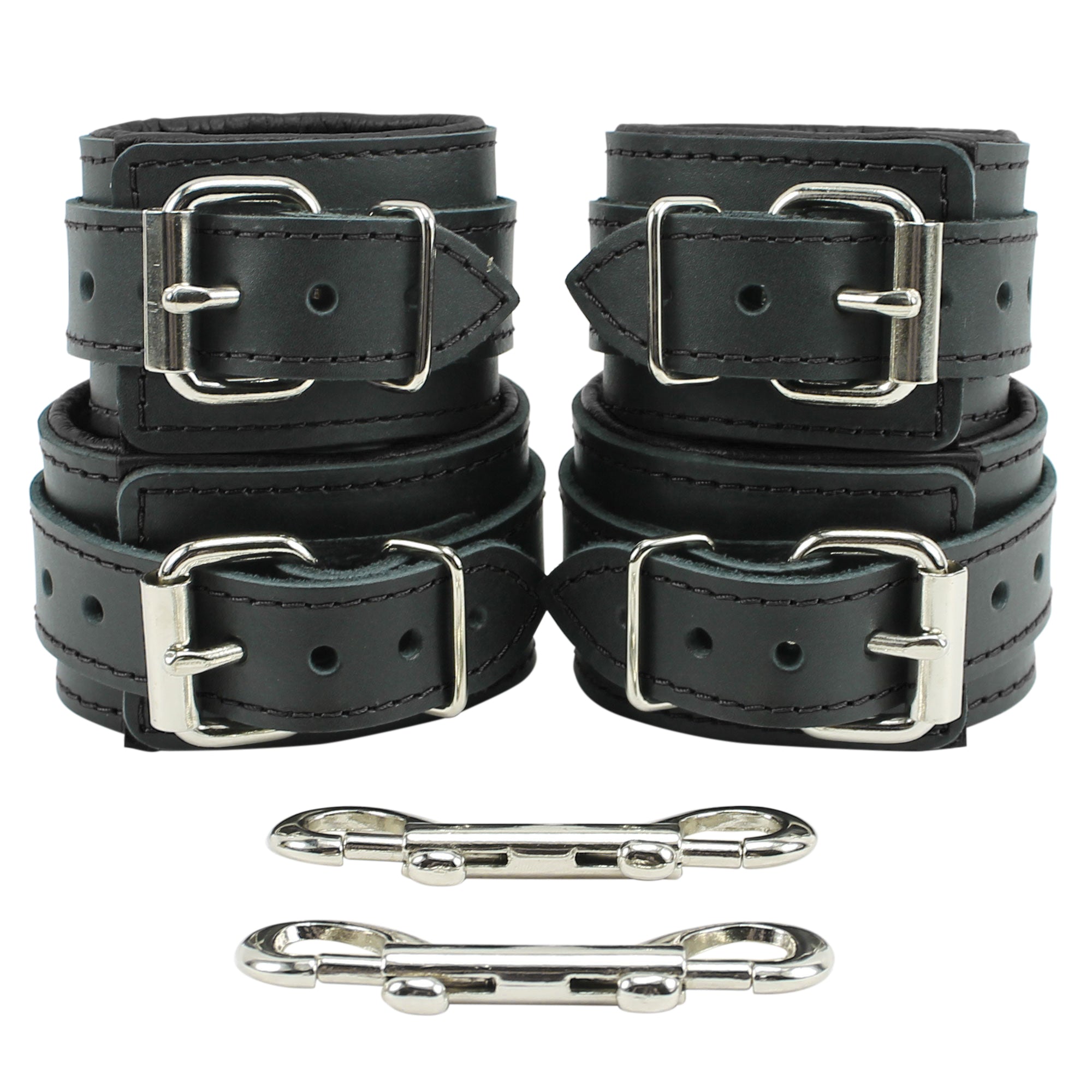 Luxury Padded Leather Submissive cuff set black back