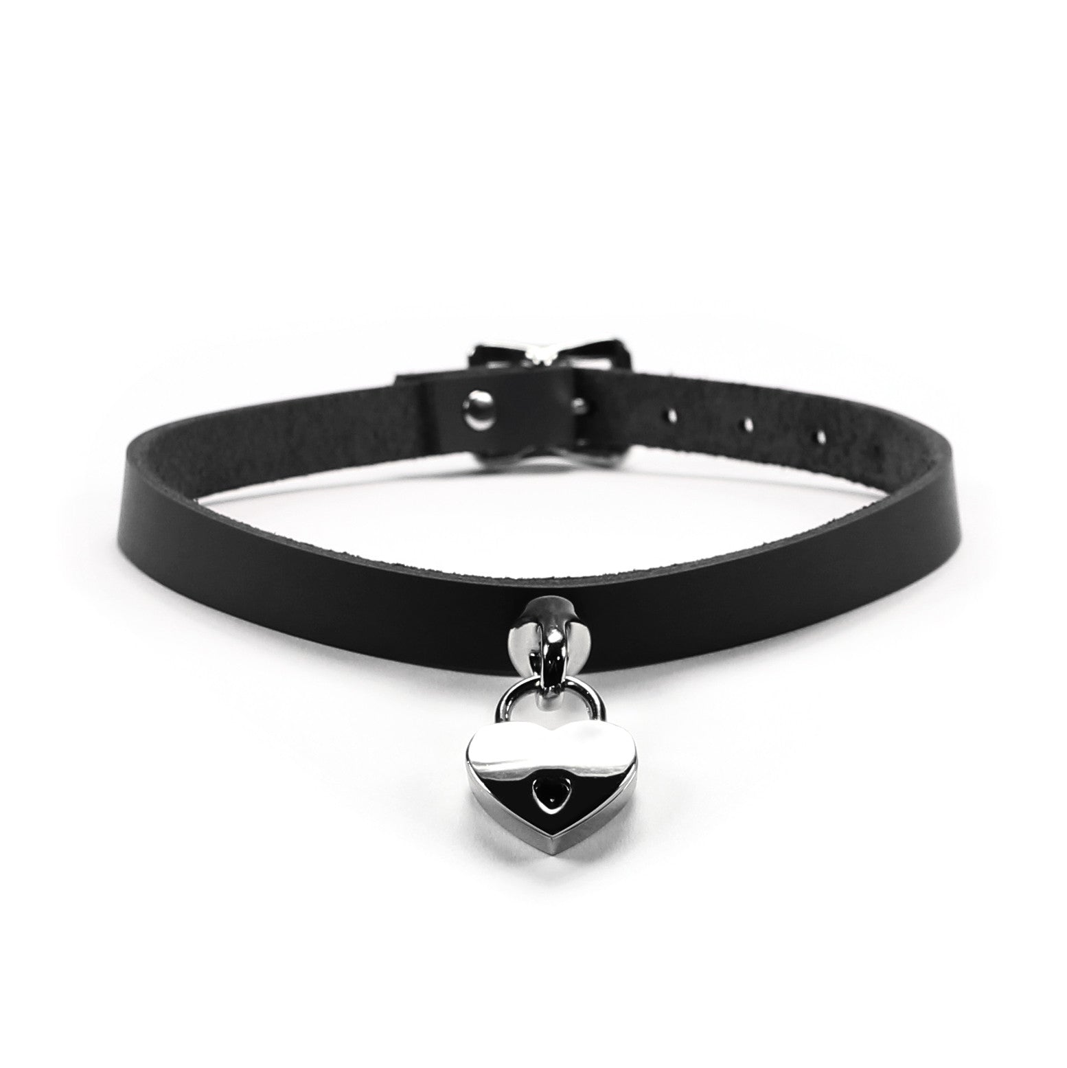 Handmade leather bondage day collar black