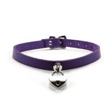 Handmade leather bondage day collar purple