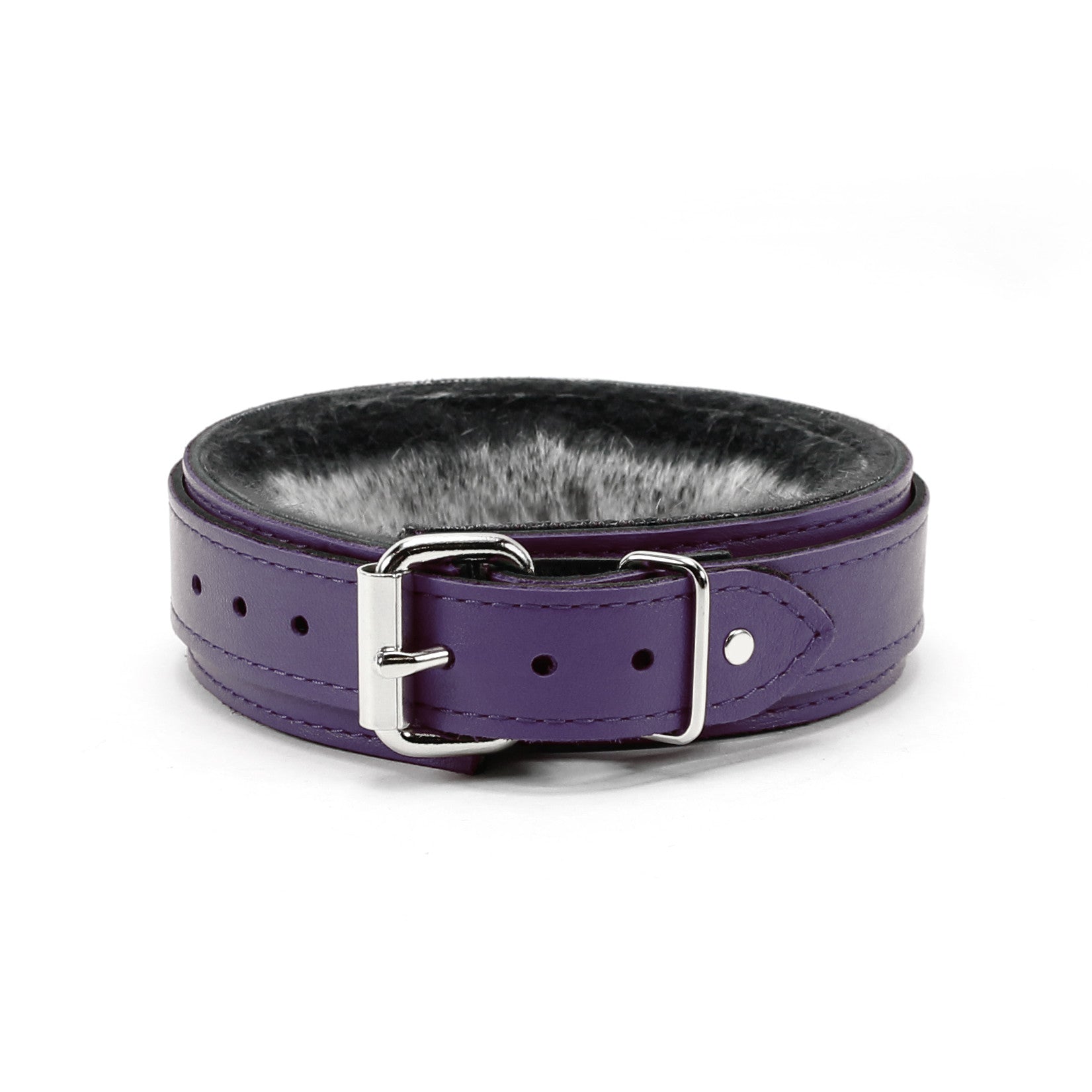 Berlin Small Leather Bondage Collar Purple Back