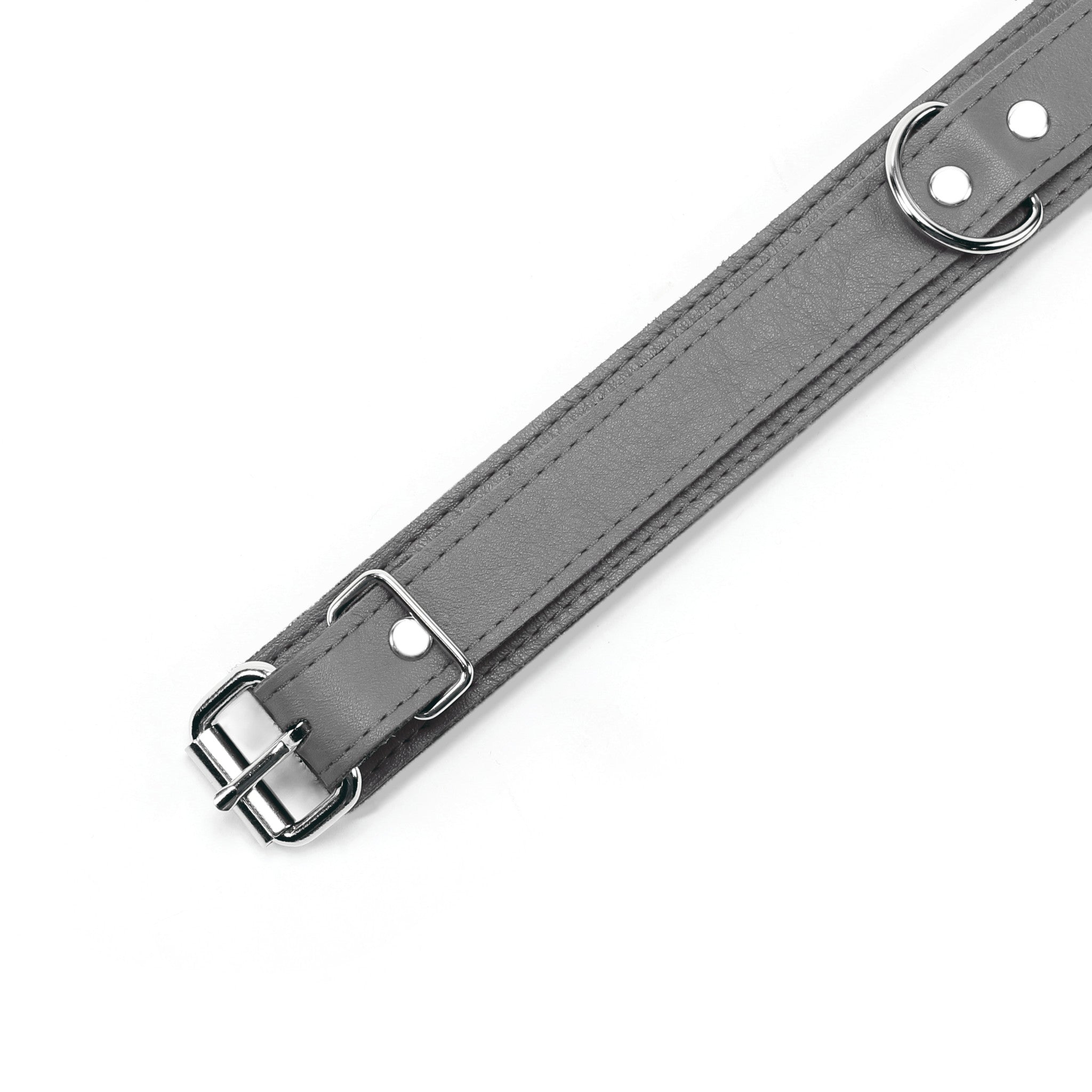 Berlin Small Leather Bondage Collar Gray Detail