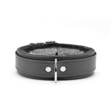 Berlin Small Leather Bondage Collar Gray Front