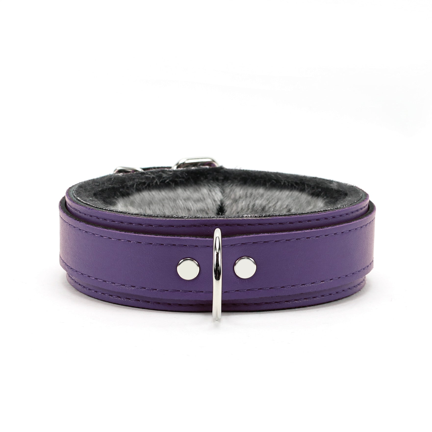 Berlin Small Leather Bondage Collar Purple Front