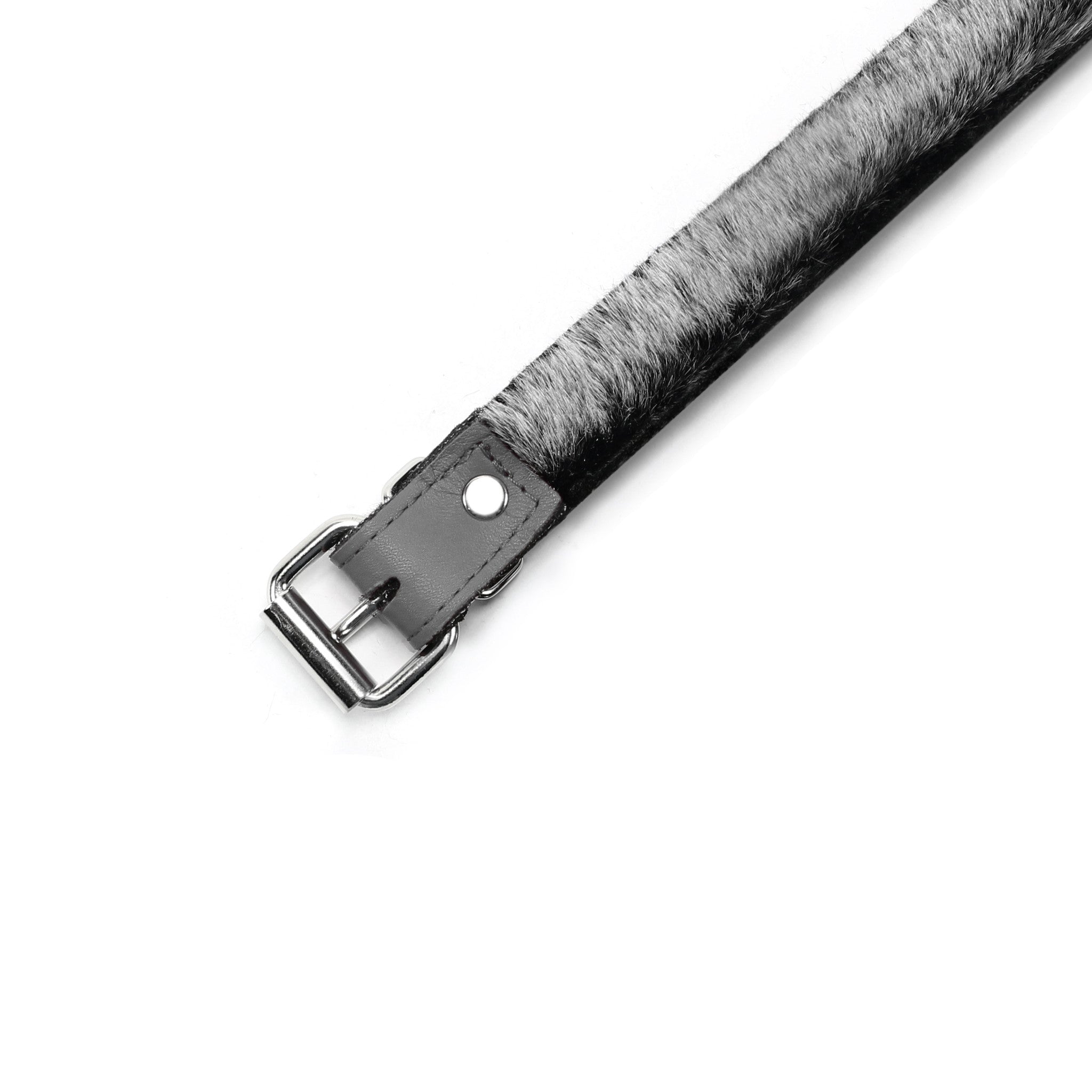 Kathleen Luxury Leather BDSM Collar with Faux Fur Lining Gray