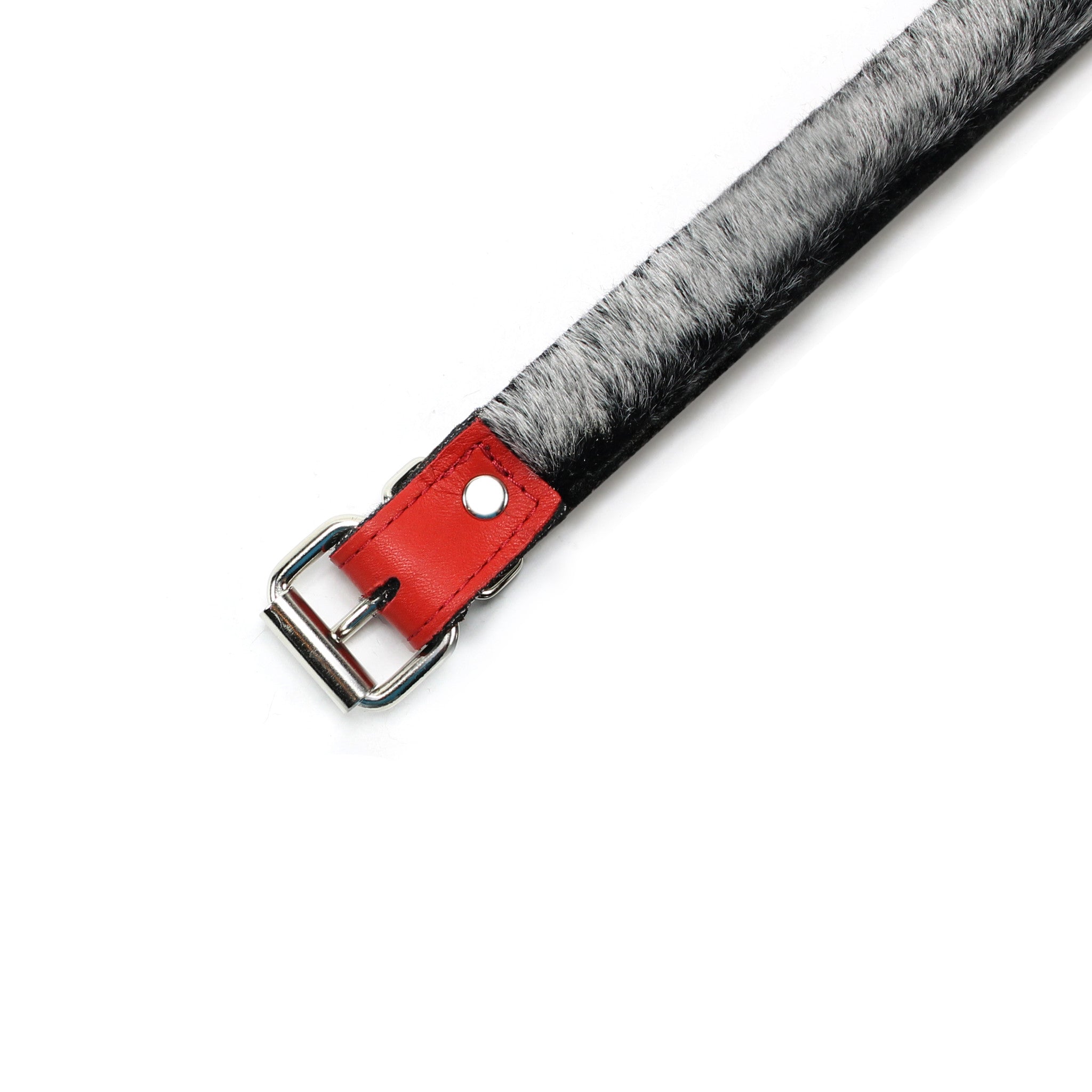 Kathleen Luxury Leather BDSM Collar with Faux Fur Lining Red