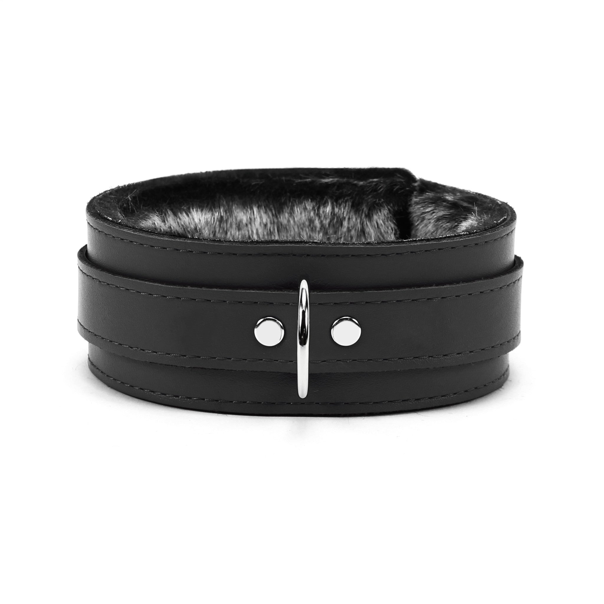 Berlin Leather Faux Fur Lined BDSM Collar Black