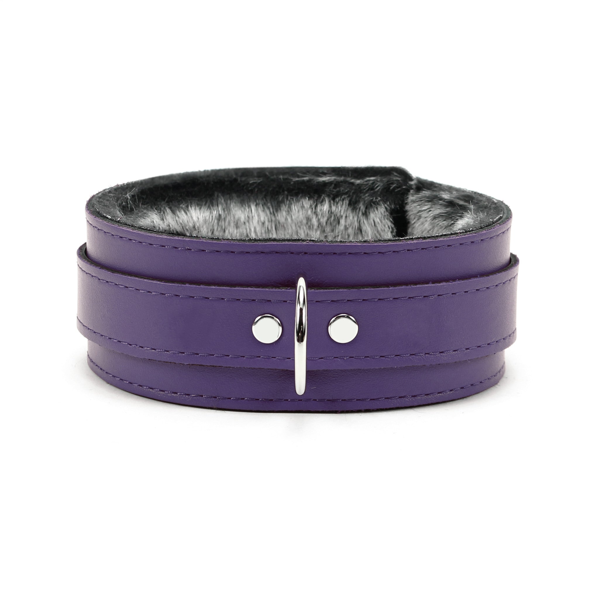 Berlin Purple Leather BDSM Collar Front