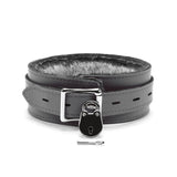 Berlin Locking Leather BDSM Collar Gray