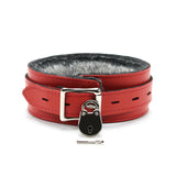 Berlin Locking Leather BDSM Collar Red
