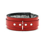 Berlin Red Leather Locking Bondage Collar Front