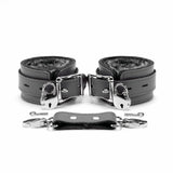 Berlin Lockable Leather BDSM Cuffs Gray