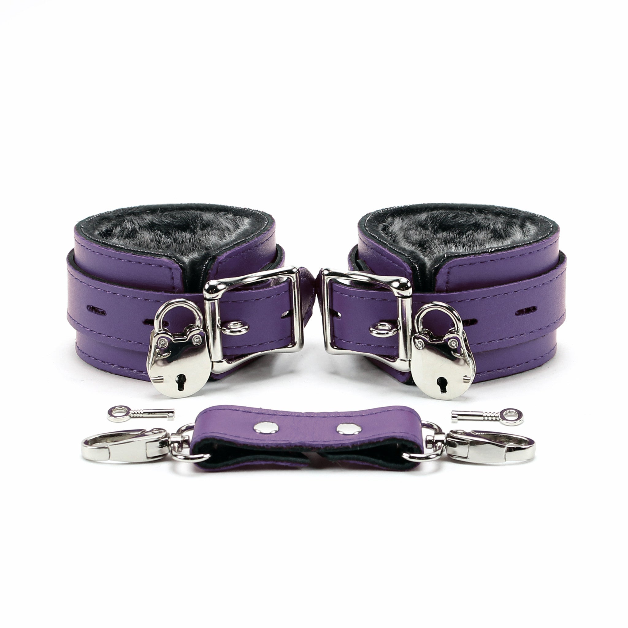 Berlin Lockable Leather BDSM Cuffs Purple