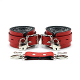 Berlin Locking Leather BDSM Cuffs Red