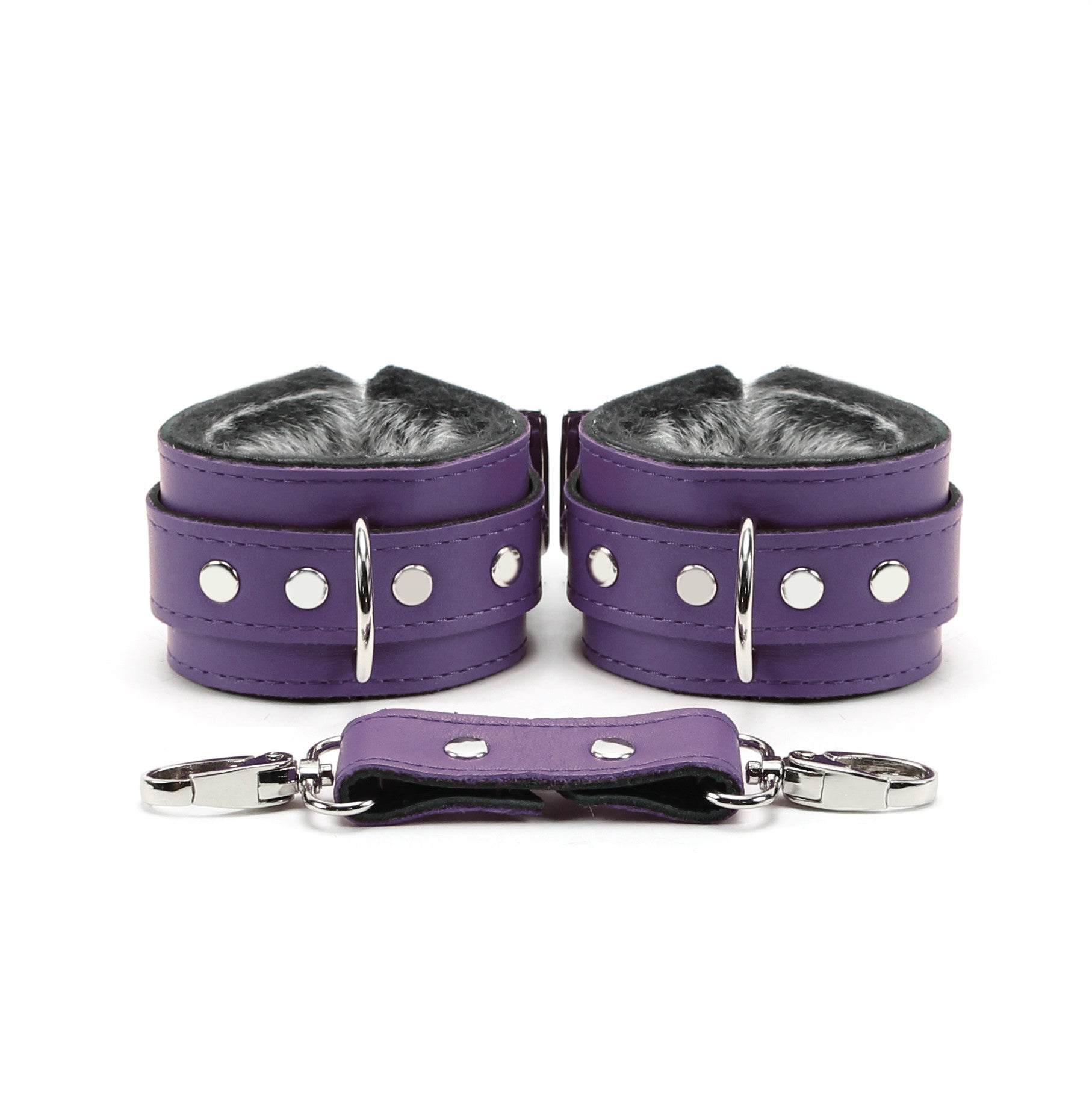Berlin Lockable Leather BDSM Cuff Purple Front