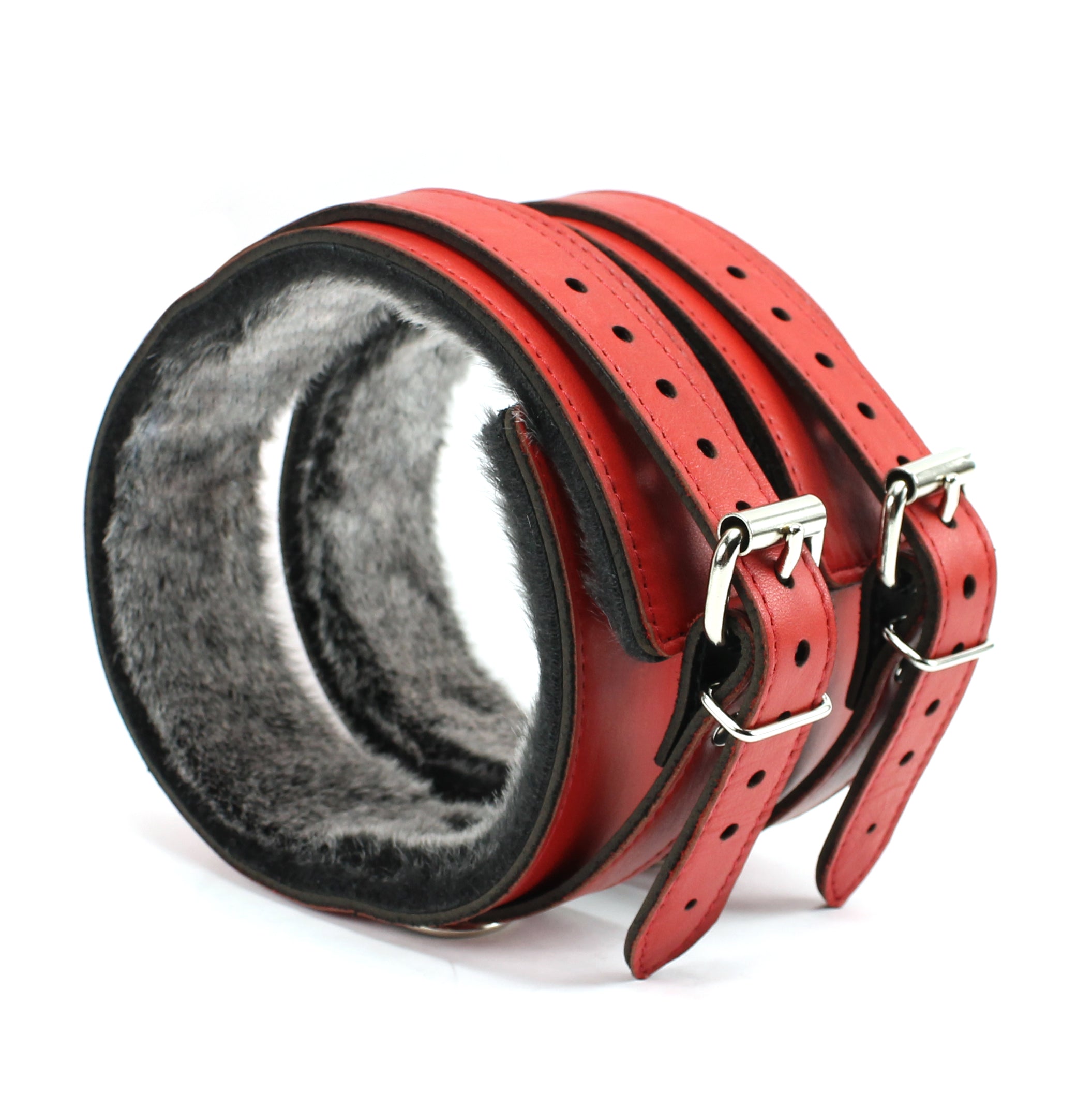 berlin bdsm leather thigh cuffs red