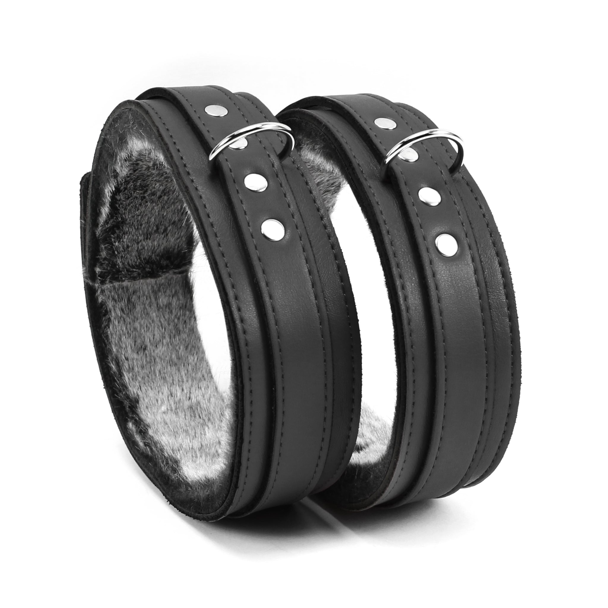 Berlin BDSM leather thigh cuffs front black