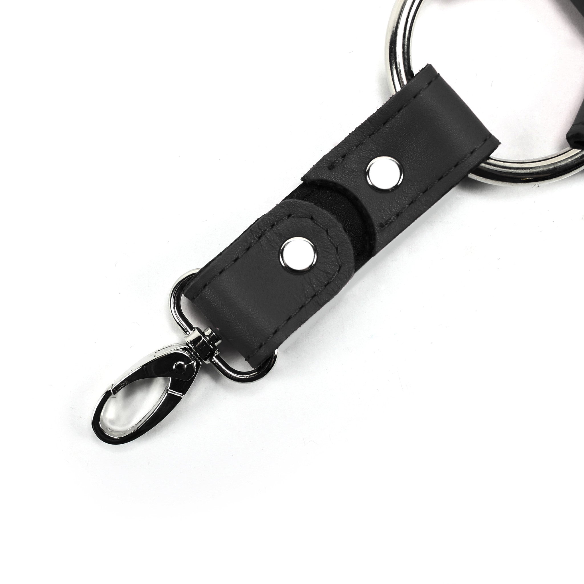 Berlin Black Leather BDSM Hogtie Swivel Clip Detail