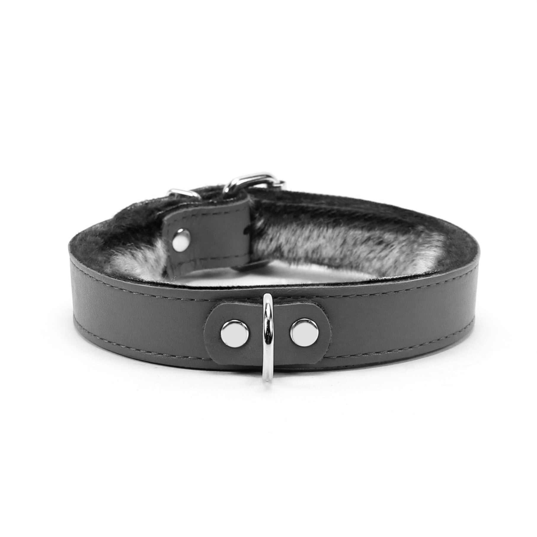 Kathleen Luxury BDSM Collar Gray Leather