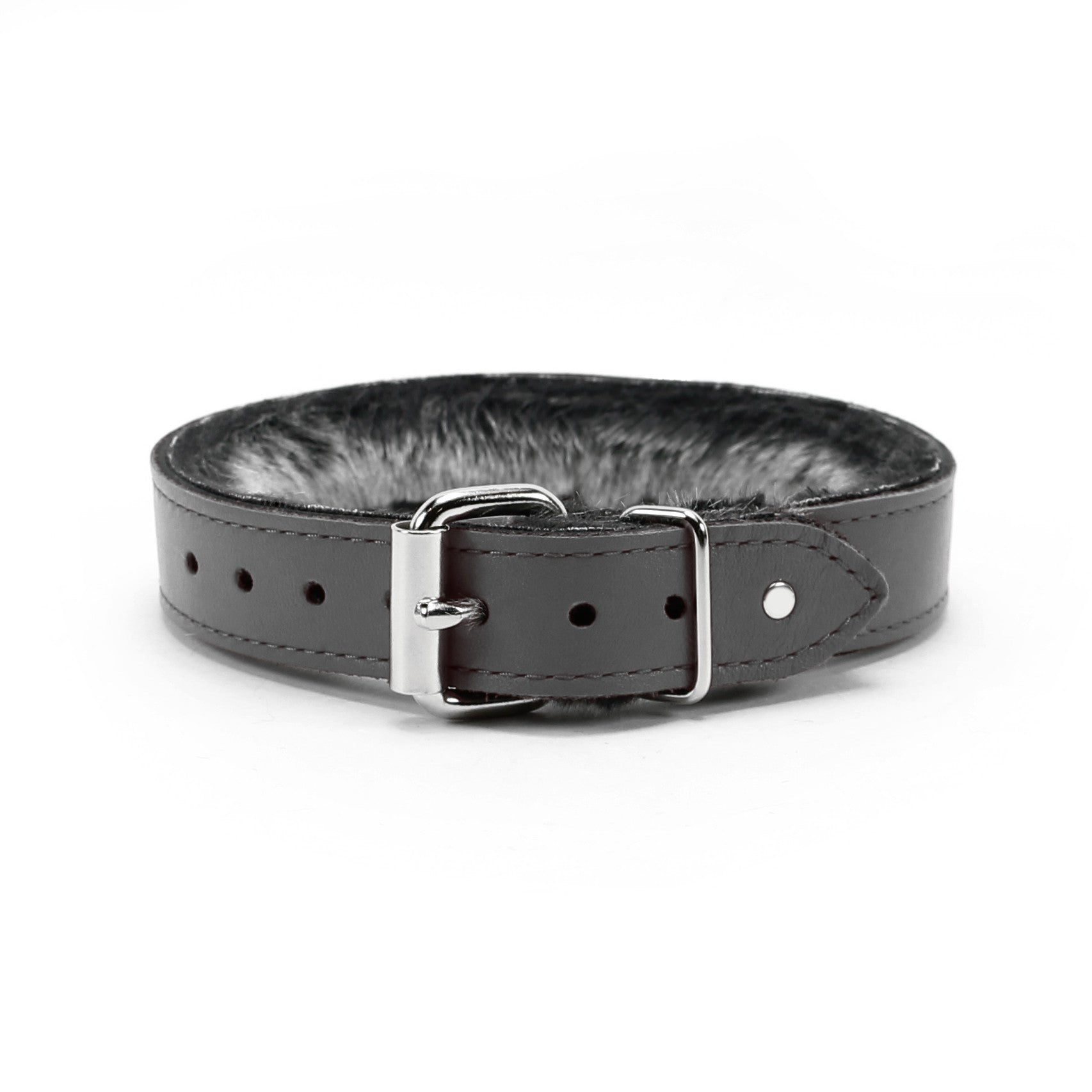 Luxury BDSM Collar Gray Leather Back