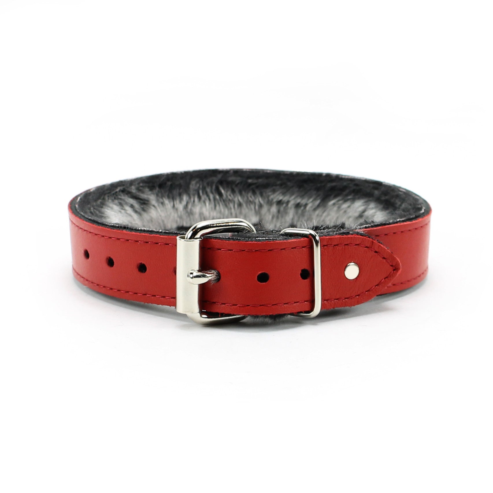 Luxury BDSM Collar Red Leather Back