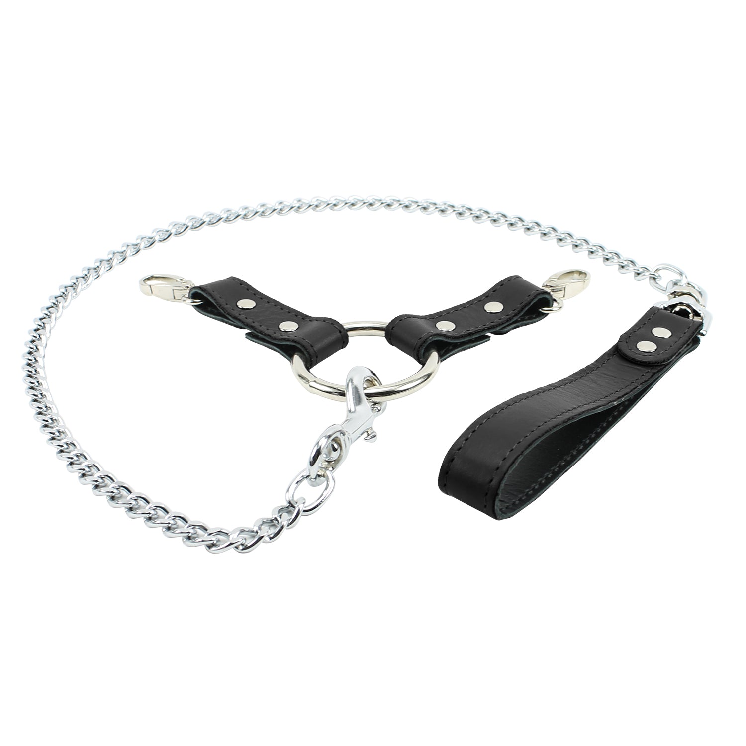 Berlin BDSM Chain Lead Leather Handle Hogtie Black