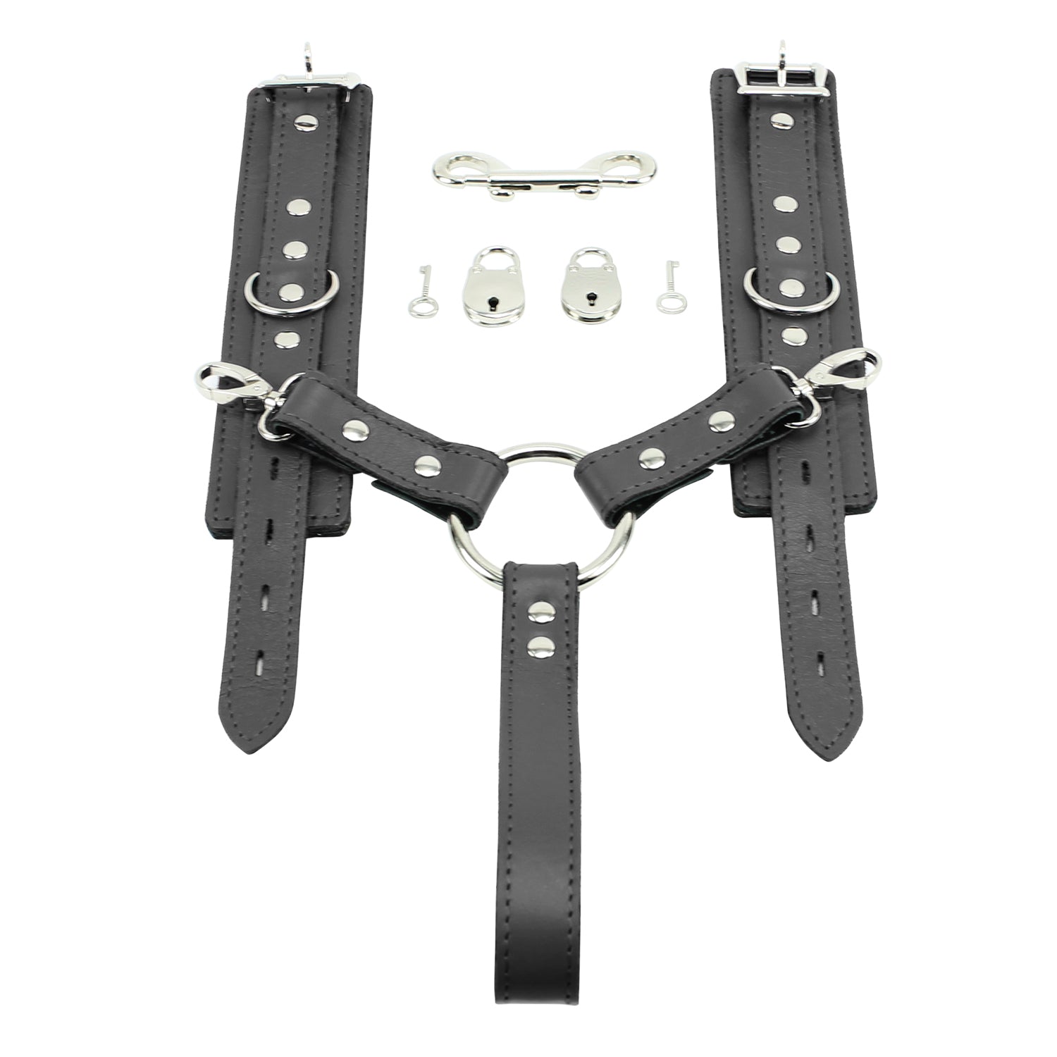 Berlin Lockable BDSM Cuffs Hogtie Set Gray