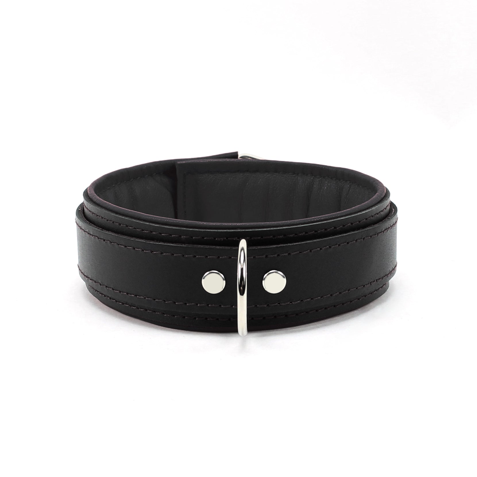 Mandrake Padded Leather BDSM Collar Black Front