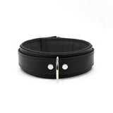 Mandrake Padded Leather BDSM Collar Black Front
