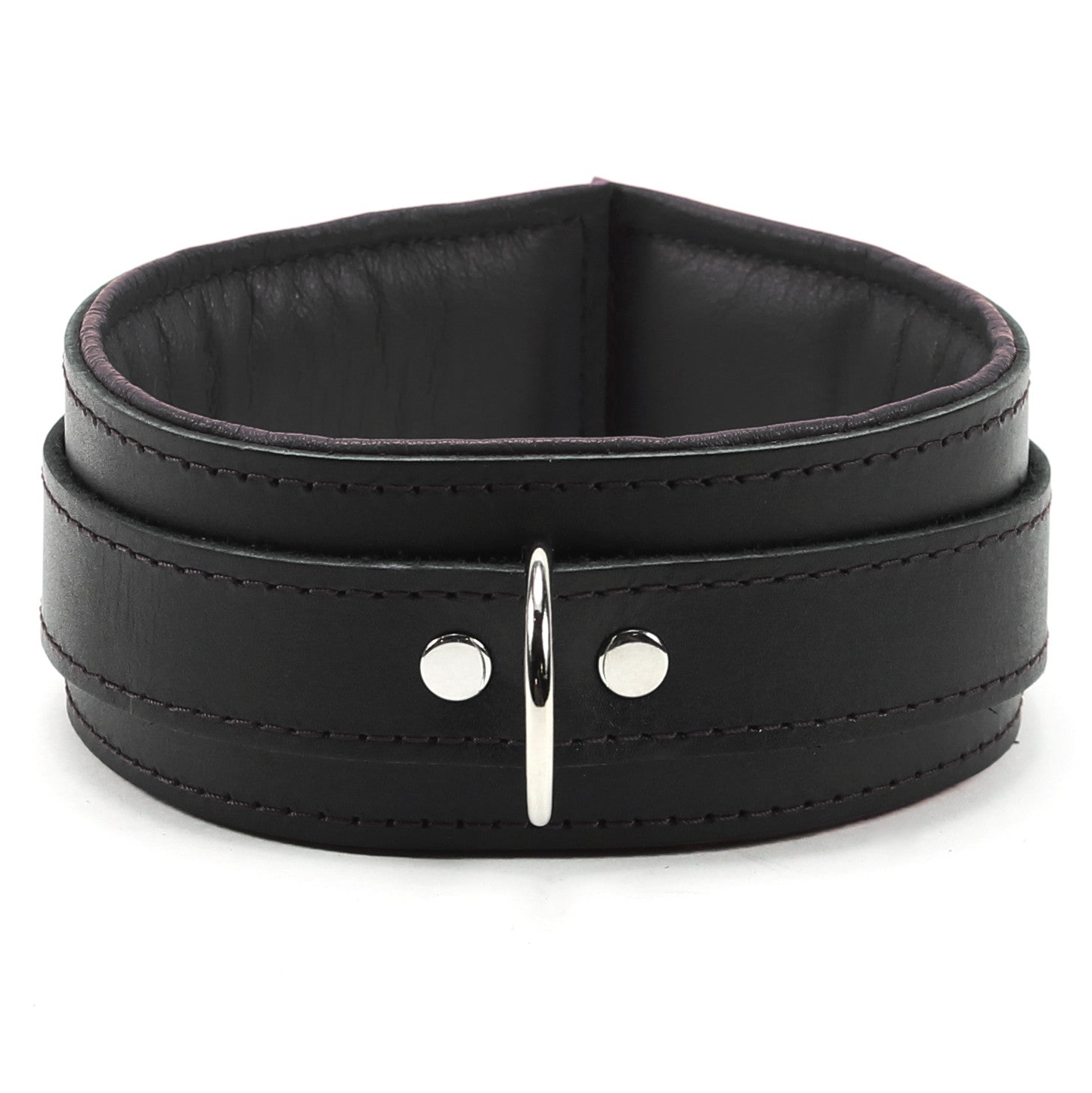 Luxury Black on Black Padded Leather Bondage Collar