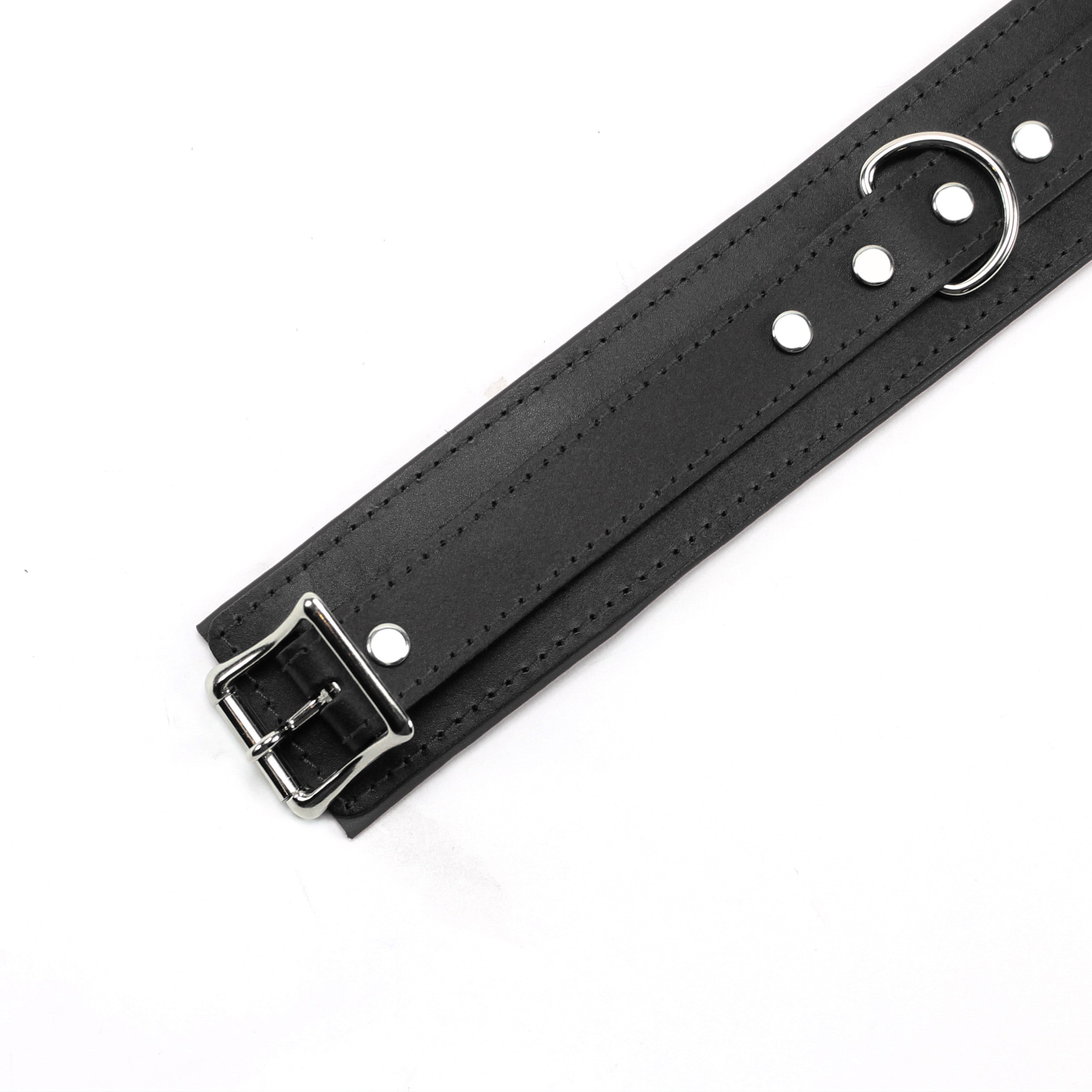 Luxury black detail padded locking bondage collar