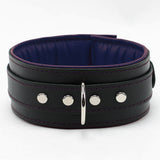 Luxury purple padded locking bondage collar front