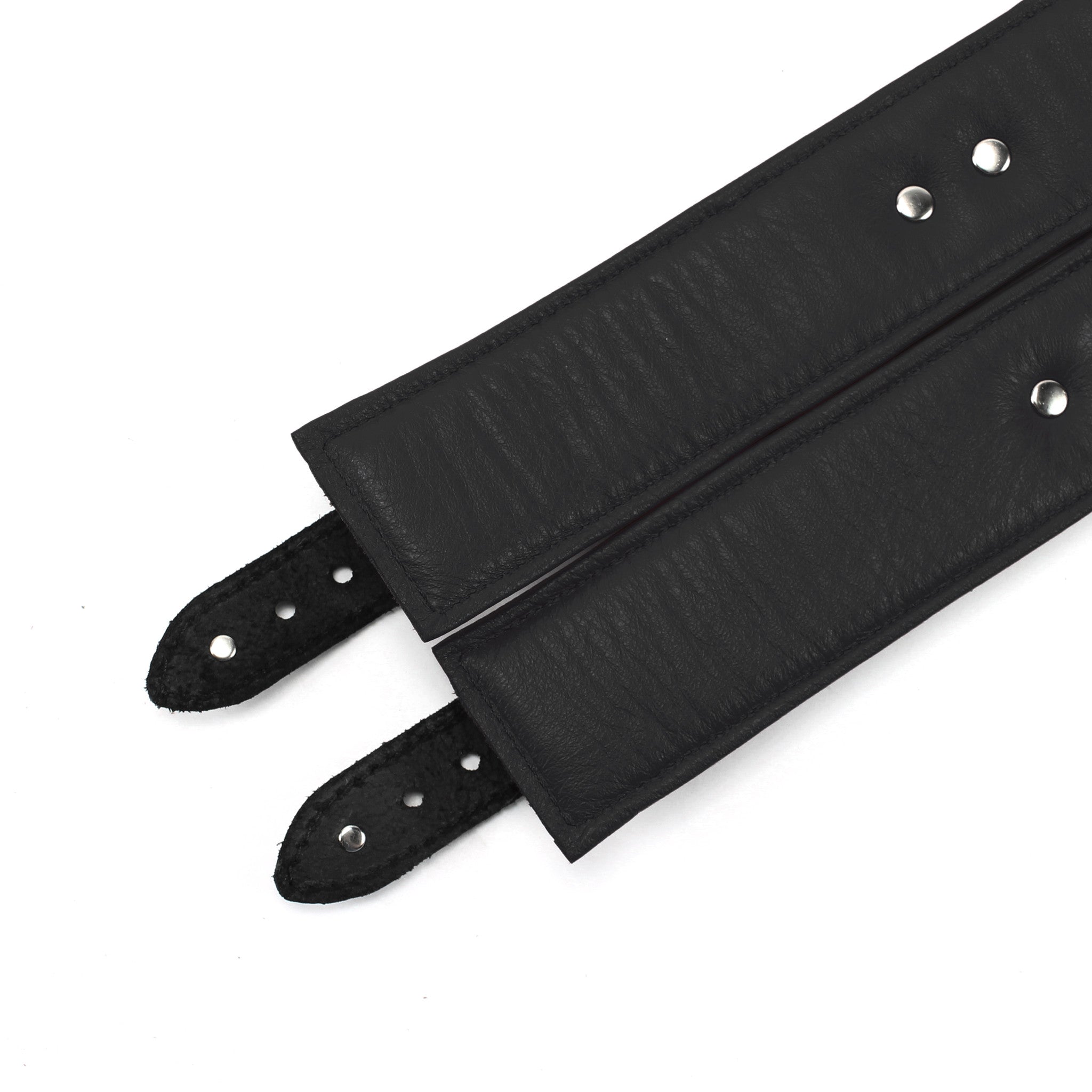 Luxury lambskin leather padded BDSM cuffs black inside liner