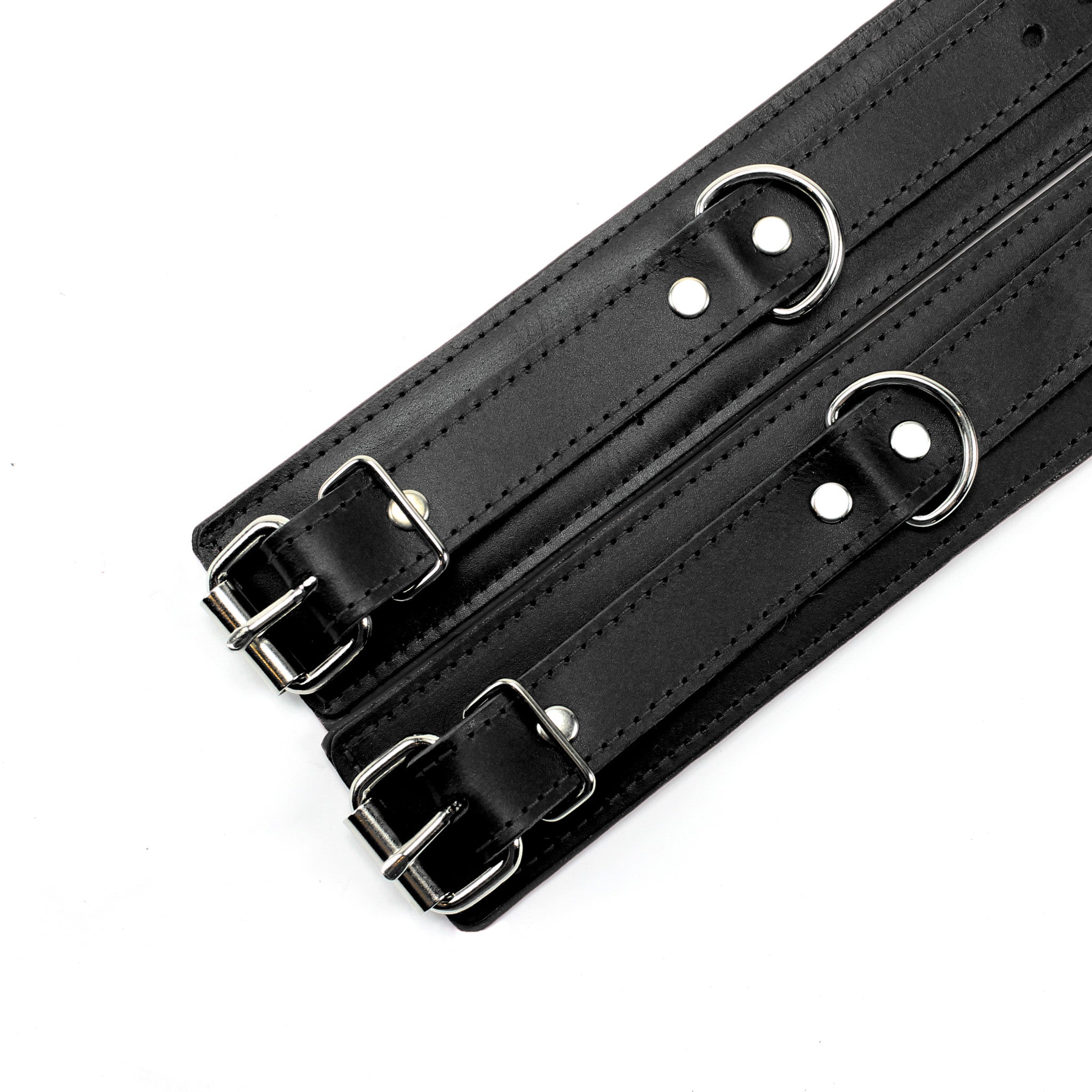 Luxury Black Padded Leather Hogtie Cuffs