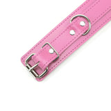 Atlas Pink Leather Submissive Bondage Collar with Nickel-Plated Hardware