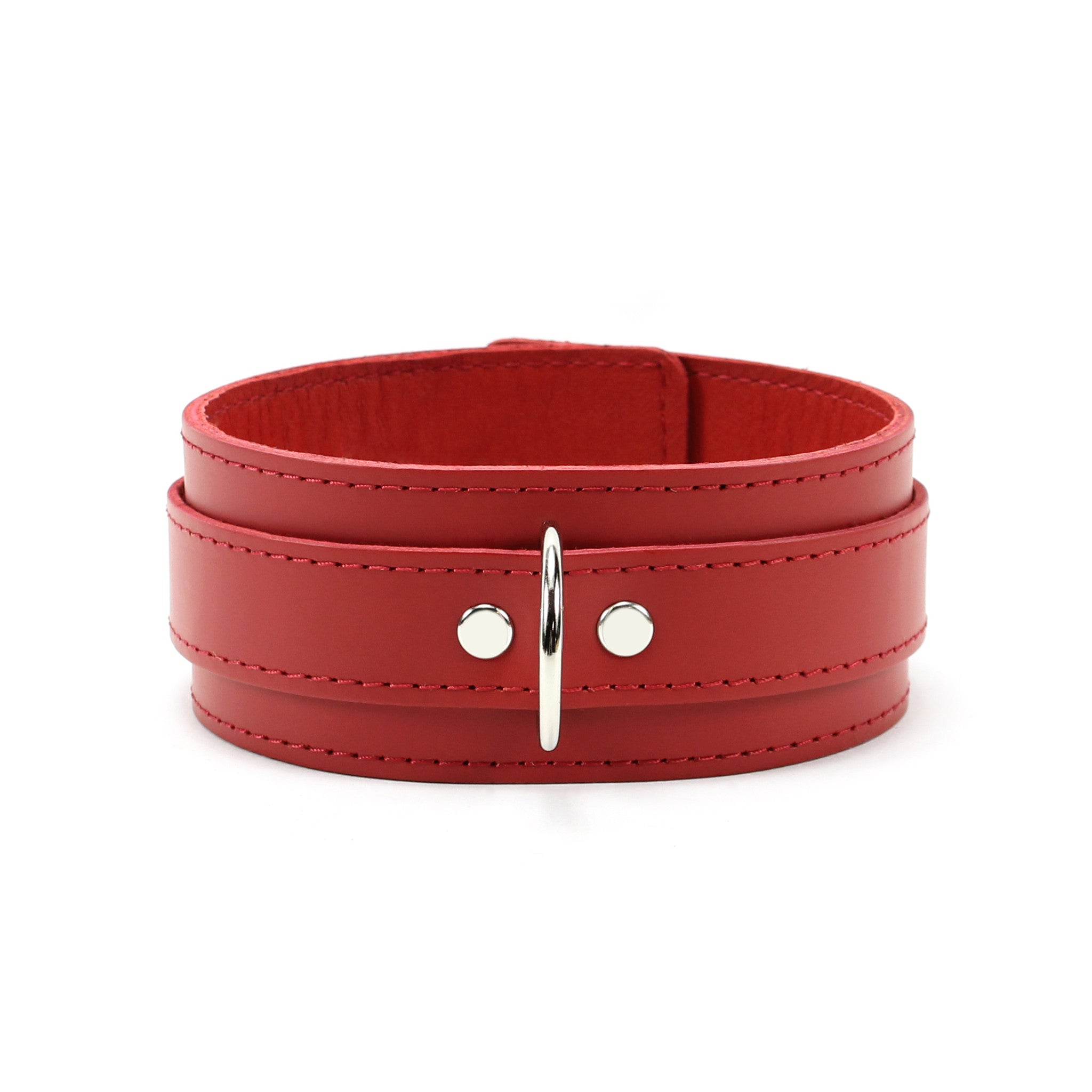 Atlas Red Leather Submissive Bondage Collar