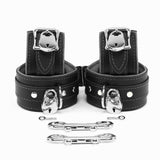 Padded Leather Locking Submissive Cuff Set Black