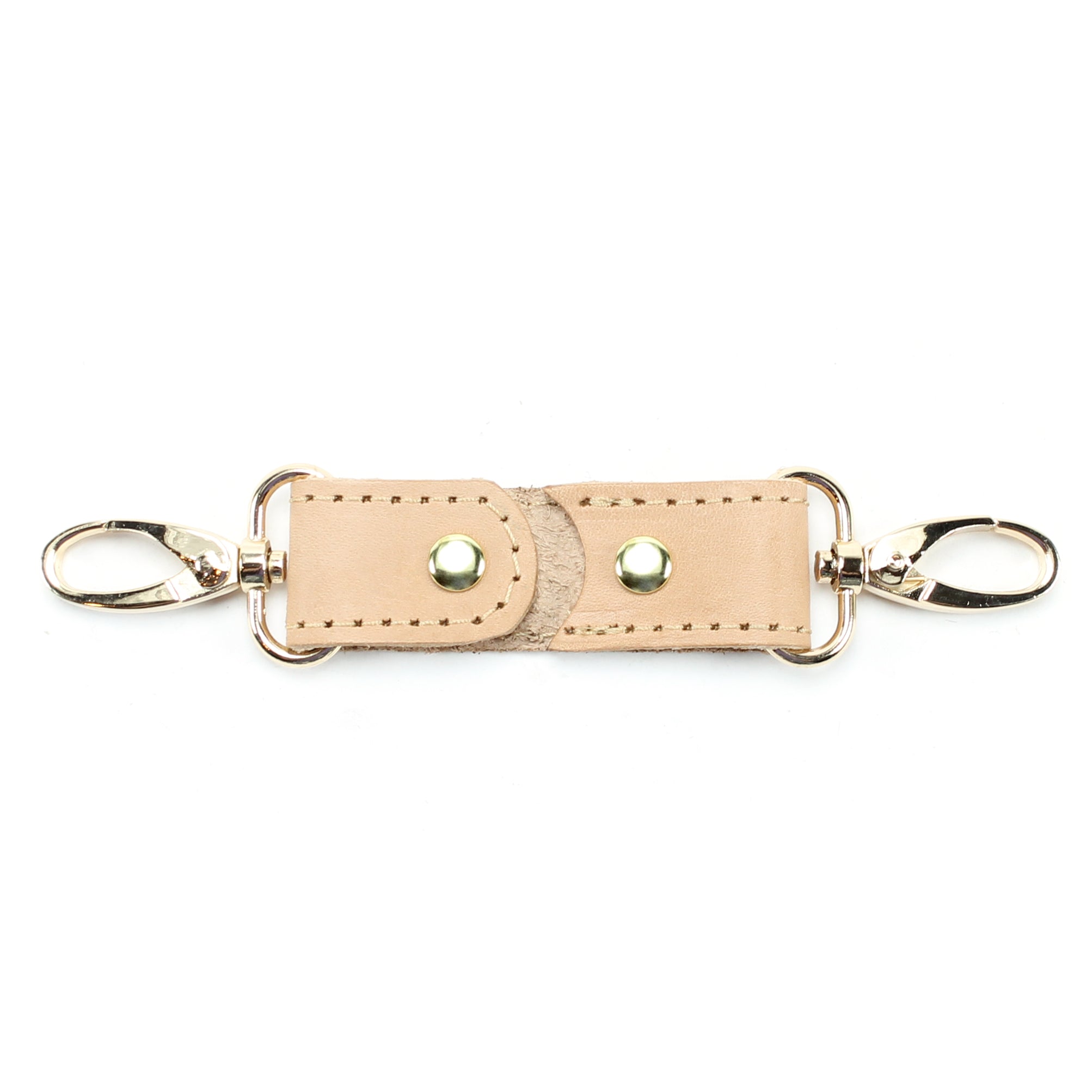 High-end nude leather cuff connectors with reinforce gold-plated studs
