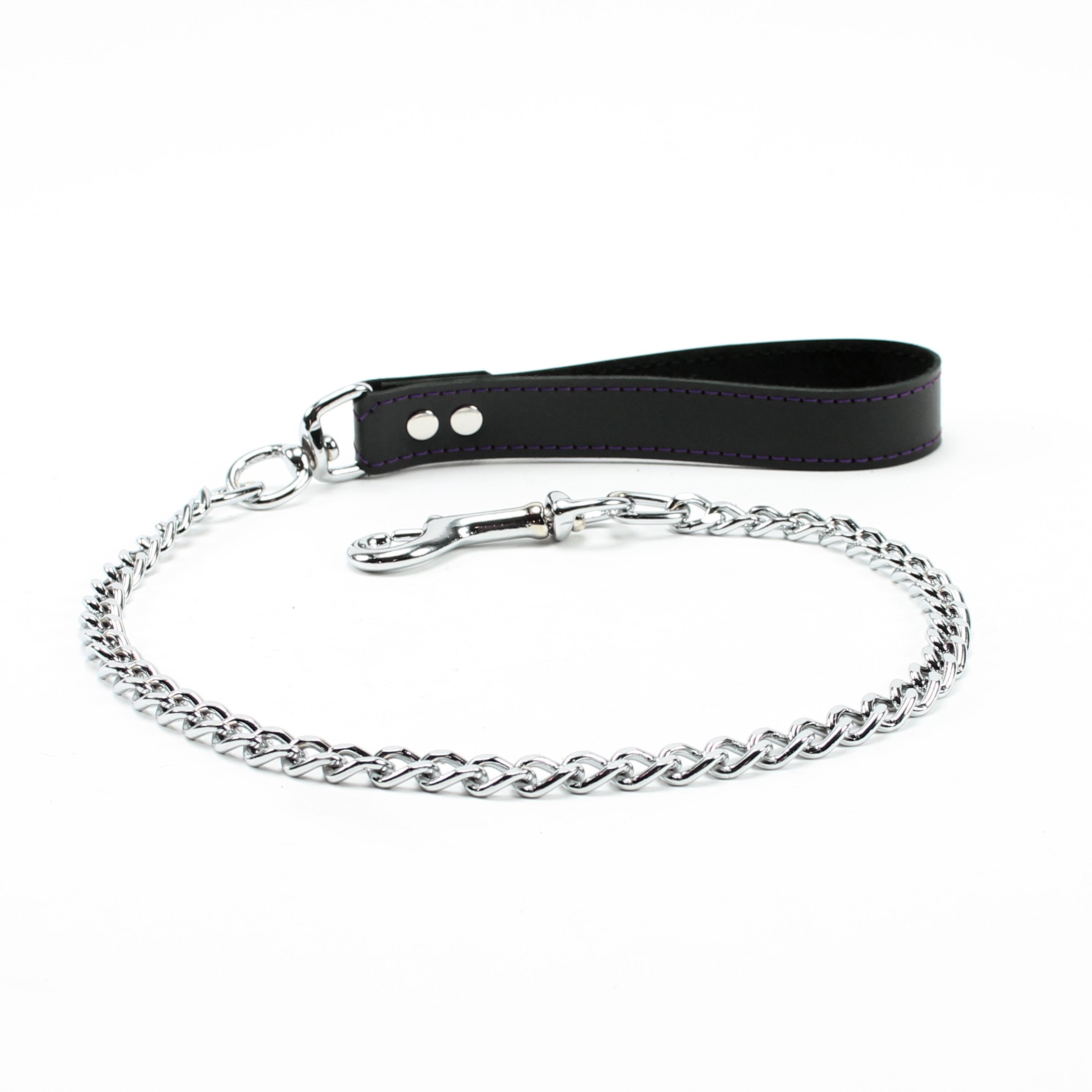 Mandrake BDSM Lead for Collar Purple Stitching