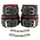 Luxury Padded Leather Submissive cuff set red back