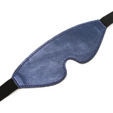 Sonya Luxury Sapphire Blue Metallic Leather BDSM Blindfold with elastic band