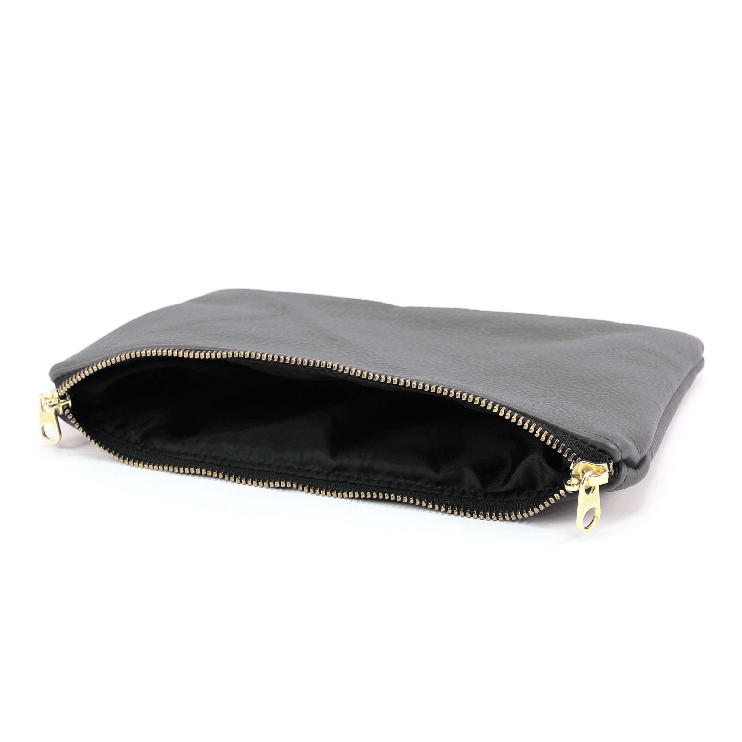 Berlin Luxury Leather Bondage Storage Case Grey with gold zipper