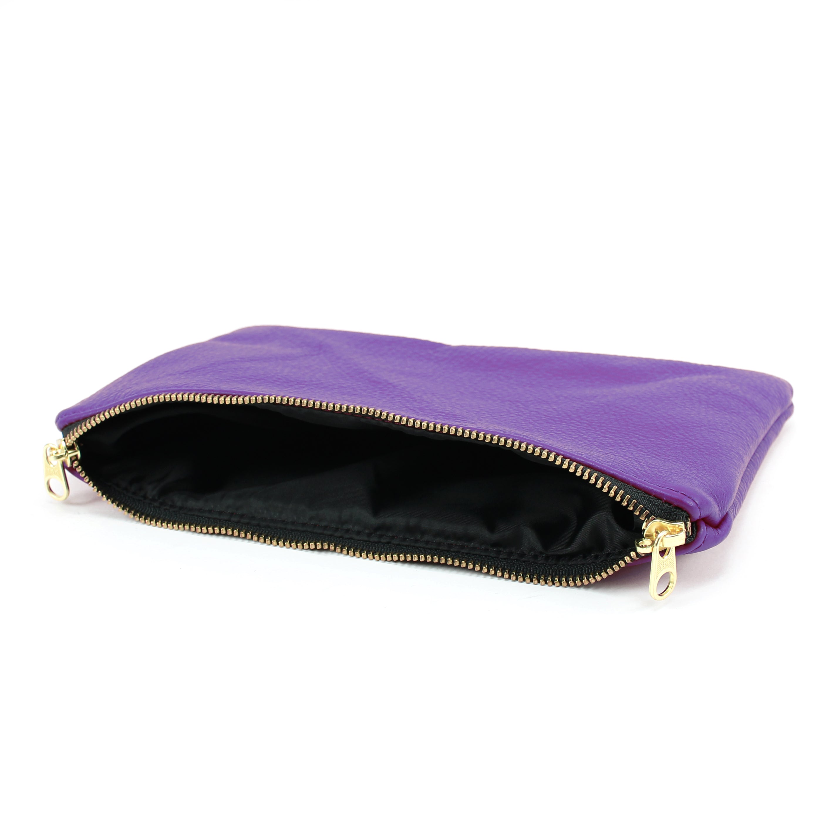 Berlin Luxury Leather Bondage Storage Case Purple with Gold Zipper