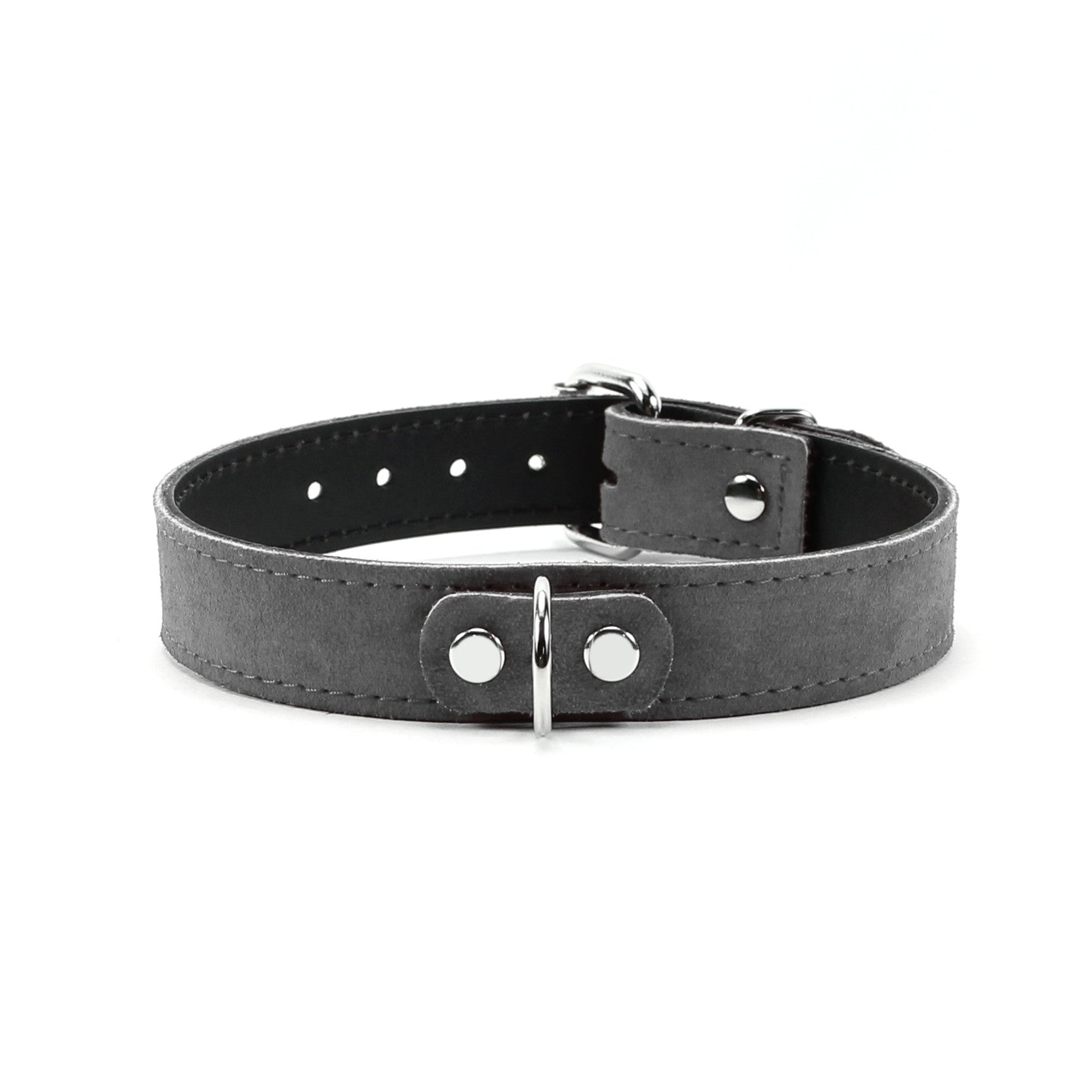 Lena Luxury Gray Suede Submissive Collar